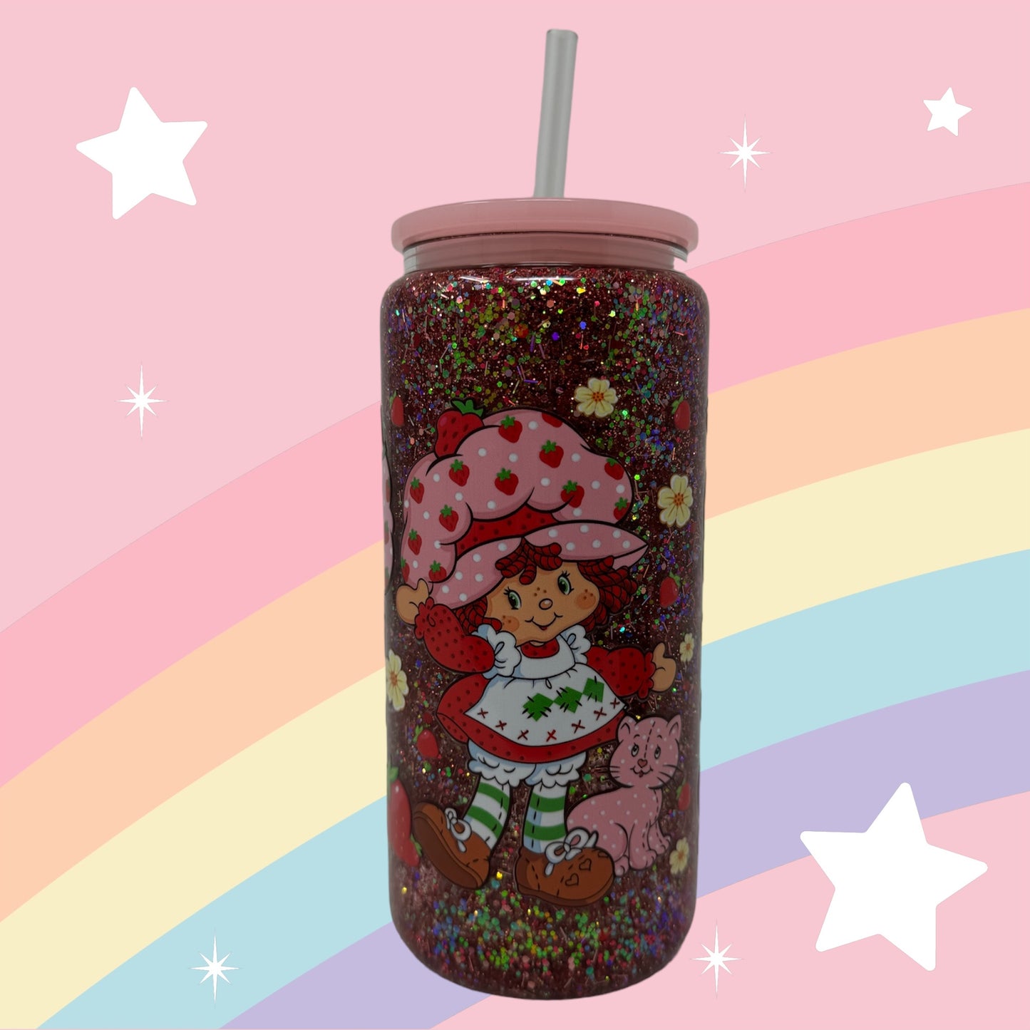 Strawberry 16oz SnowGlobe Glass Cup