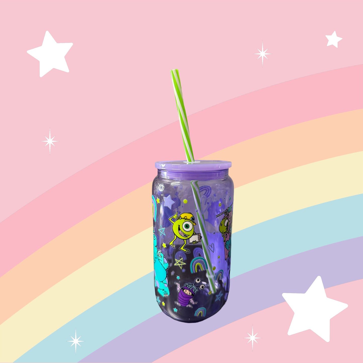 Monsters 16oz Colored Glass Cup